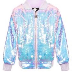 Lola +The Boys Sequin Lavender Bomber Jacket